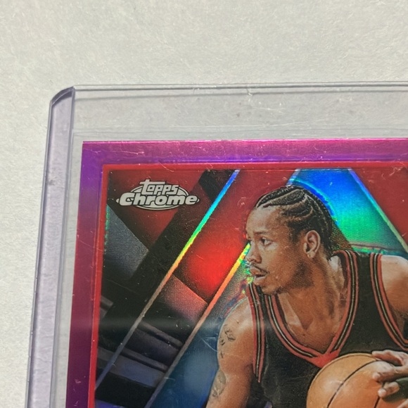 2024 Topps Chrome Allen Iverson Pink Holo Refractor 76ers Card Mint - Picture 2 of 6